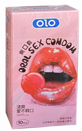 Презервативи із натурального латексу зі смаком полуниці Olo Oral Candy 10 штук - 1