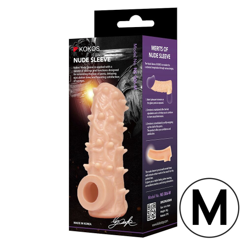 Насадка на член з отвором для мошонки тілесного кольору Kokos Nude Sleeve NS 006 розмір M - 3