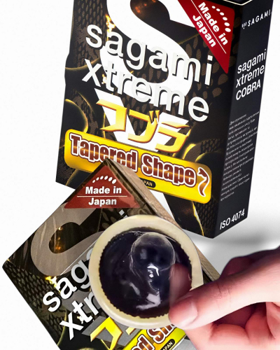 Презервативи латексні конічної форми Sagami Xtreme Tapered Shape Cobra 3 штуки - 2