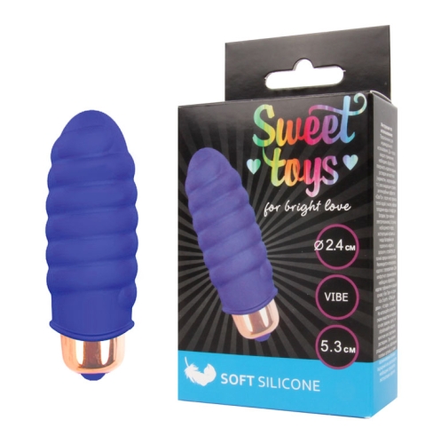 Мини вибратор силиконовый для клитора SWEET TOYS синий L 5,3 см D 2,4 см со съемной вибропулей - 1