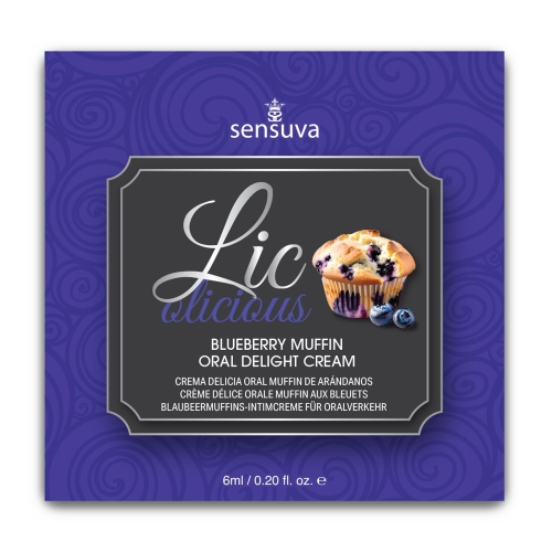 Гель для минета маслянистый со вкусом черничного маффина Sensuva Lic o licious 6 мл - 1