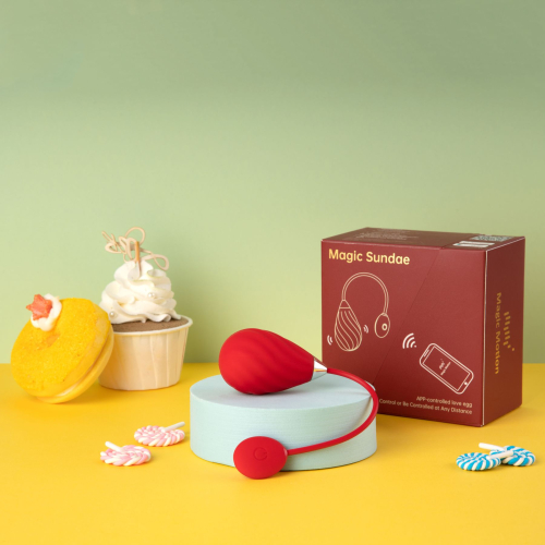 Смарт-віброяйце з керуванням через смартфон червоне Magic Motion Sundae - 6