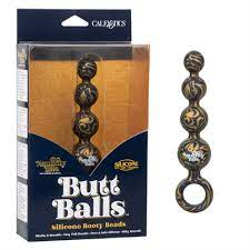 Анальні силіконові кульки з кільцем золотисто чорного кольору California Exotic Novelties Butt Balls Booty Beads - 2