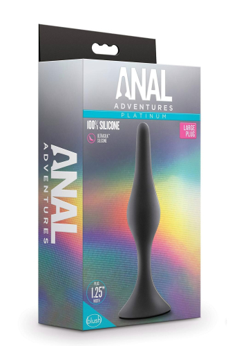 Анальная пробка вытянутая Anal Adventures Blush силиконовая черная 13.3 х 3 см - 5