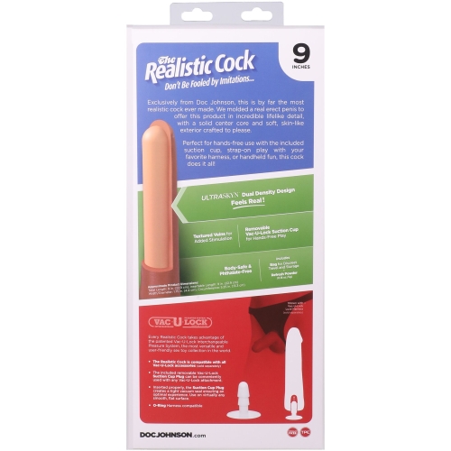 Фаллоимитатор реалистичный на съемной присоске телесный Doc Johnson The Realistic Cock ULTRASKYN - 9 Inch with Balls Vanilla - 11