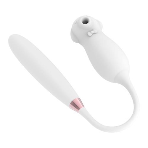 Двойной вибратор с вакуумной стимуляцией клитора белого цвета Boss series Elva Dual Purpose white - 3