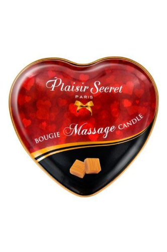Свеча для массажа-сердечко возбуждающая с запахом Карамель Plaisirs Secrets 35 мл - 2