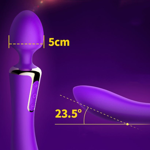 Вібромасажер двосторонній для інтимних місць Leten AV Heat Purple з підігрівом (м'ята упаковка) - 5