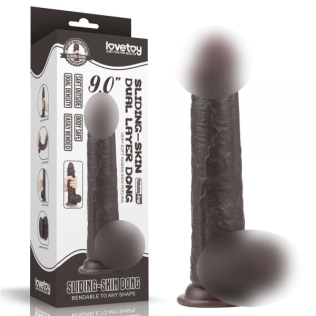 Фаллоимитатор реалистичный на присоске черный Lovetoy 9 Sliding Skin Dual Layer Dong