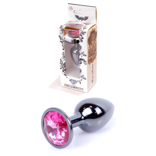 Анальна пробка S сріблястого кольору із кристалом малинового кольору BOSS of TOYS Jewellery PLUG