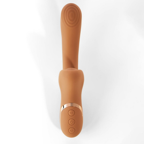 Вібратор точки G з вакуумним стимулятором клітора бежевий Sweet Em Velvet Lure - 6