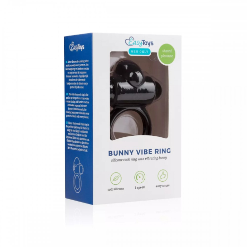 Ерекційне кільце чорного кольору Easy Toys Bunny Vibe Ring - 7