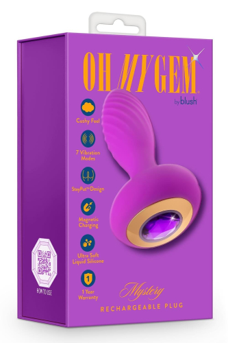 Анальний вібратор кольору фуксія з камінчиком Blush Oh My Gem Charm Amethyst - 8
