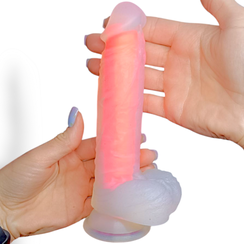 Фаллоимитатор реалистичный на присоске полупрозрачный оранжевый Cottelli Collection Orange dildo - 4