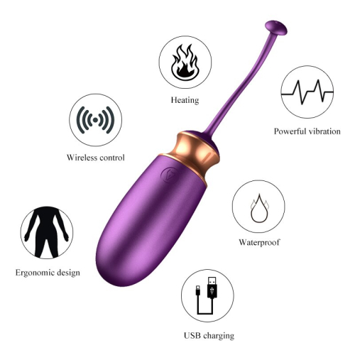 Віброяйце з підігрівом і пультом ДУ силіконовий фіолетовий Vibrating Love EGG USB - 8