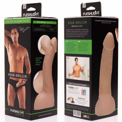 Фаллоимитатор с мошонкой реалистичный порноактера Ryan Driller бежевого цвета Fleshlight Fleshjack - 8