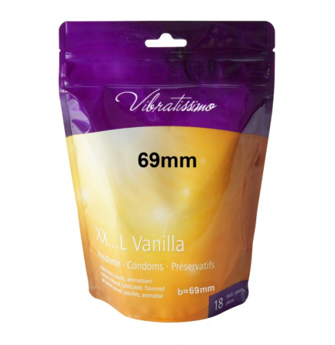 Презервативы увеличенного размера с приятным ароматом ванили Vibratissimo XX ... L Vanilla 69 мм 18 штук - 2