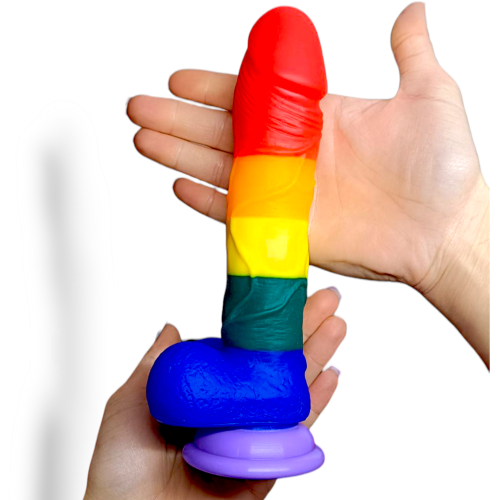 Яскравий фалоімітатор на присосці кольоровий Cottelli Collection Festive penis - 5