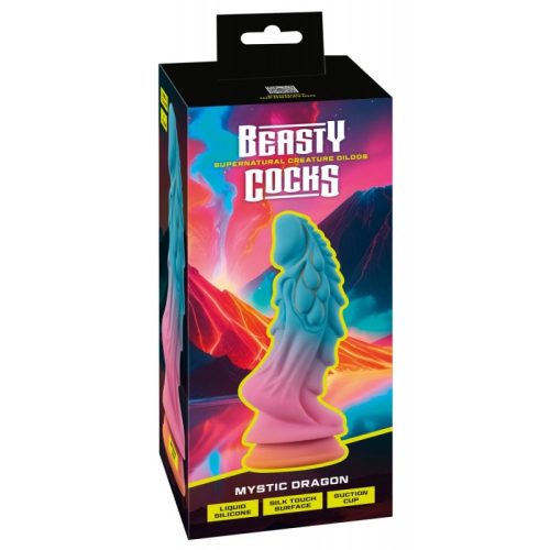 Фантастический фаллоимитатор на присоске разноцветный Beasty Cocks Mystic Dragon - 1