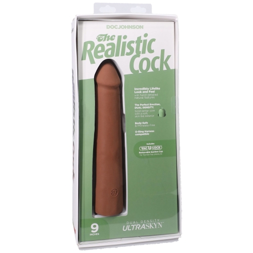 Фалоімітатор реалістичний на присосці бежевий Doc Johnson The Realistic Cock ULTRASKYN - 9 Inch Caramel - 8