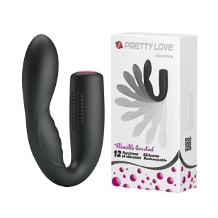 Вибратор для двоих черный Prettty Love Quintion для простаты и точки Джи