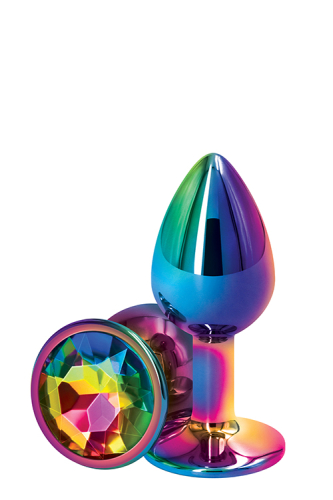 Райдужна анальна пробка з каменем REAR ASSETS RAINBOW S - 1