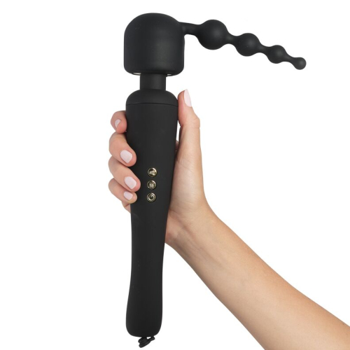 Вібромасажер Wand для інтимних зон з трьома насадками чорний Pornhub Spell Wand Set - 8