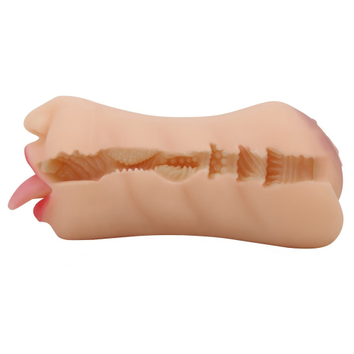 Мастурбатор c двумя входами Ротик и вагина телесного цвета LyBaile Crazy Bull Sarah soft skin - 7