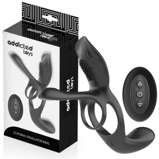 Вибронасадка на пенис с пультом черная Addicted Toys Double Penis Ring Clitoral Stimulator