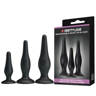 Набор анальных пробок разных размеров черного цвета LYBAILE Beginners Mini Anal Kit 3 штуки