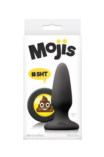Анальний силіконовий затор чорного кольору із заглушкою смайликом NS Novelties Mojis sht medium - 2