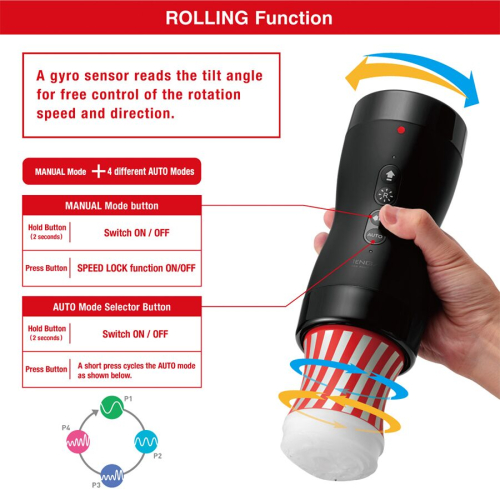 Мастурбатор в футляре с ротацией белого цвета Tenga Vacuum gyro roller - 5