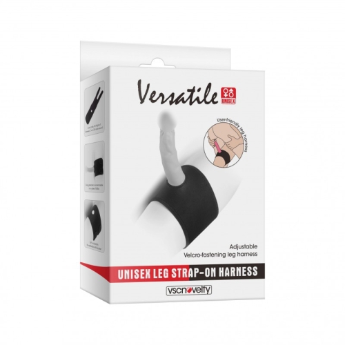 Трусики для страпону з фіксатором на ногу чорні Vscnovelty Versatile Unisex Leg Strap-On Harness - 1