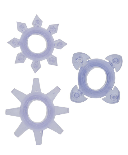 Набор колец из 3 эрекционных колец на пенис без вибрации TICKLE C-RINGS PURPLE - 2