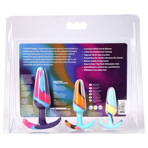 Набір анальних пробок різнокольорових Doc Johnson Mood Naughty 1 Kaleidoscope Trainer Set - 6