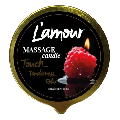 Массажная свеча золотая с ароматом малинового блаженства L'amour Raspberry Bliss 70 мл - 1