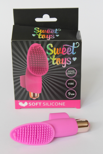 Вибратор для клитора силиконовый с усиками на палец SWEET TOYS розовый L 9 см D 3,3 см - 2