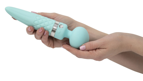 Роскошный вибромассажер с подогревом вибрация и ротация PILLOW TALK - Sultry Teal с кристаллом Сваровски - 5