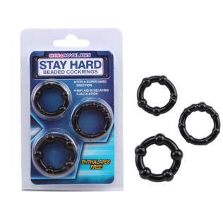 Эрекционные кольца на член 3 штуки разного размера черные Stay Hard