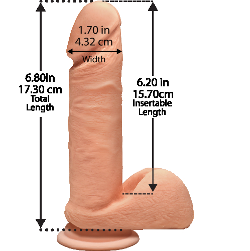 Фалоімітатор 17,8 см/4,5 см реалістичний на присоску Doc Johnson The D-Perfect D-7 Inch With Balls-ULTRASKYN з яєчками - 2