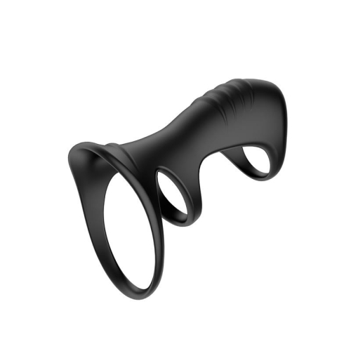Насадка на пеніс та мошонку силіконова чорна Intoyou Driade Triple Ring For Men - 2