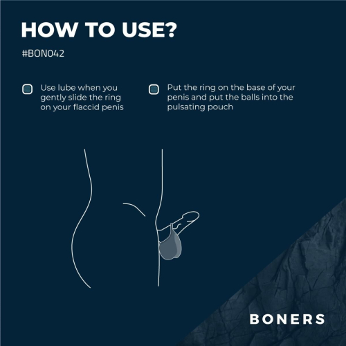 Эрекционное виброкольцо на член со стимуляцией мошонки синее Boners Stimulating Ball Pouch - 12