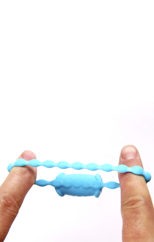 Эрекционное виброкольцо на член голубого цвета Hision Beads Ring - 4