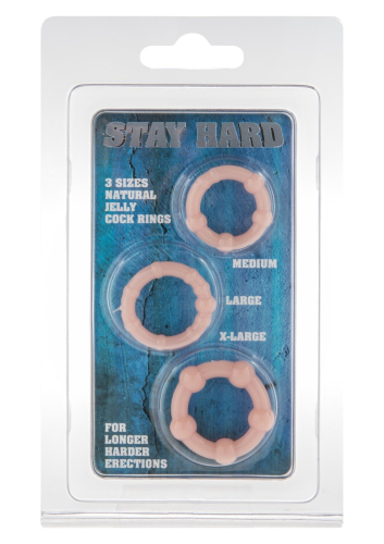 Эрекционные кольца 3 штуки телесного цвета Toy Joy STAY HARD - 1