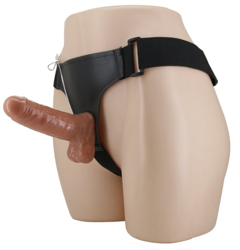 Страпон с вибрацией на ремне коричневый Ultra Passionate Harness Realdeal Penis 6.2 - 5