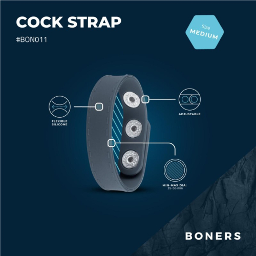 Эрекционное кольцо для члена силиконовое серого цвета Boners Cock Strap размер S/M - 2