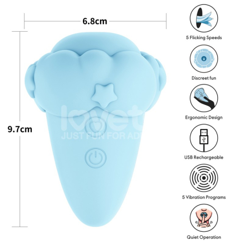 Посмоктуючий кліторальний вібратор блакитного кольору Lovetoy Flicker Rechargeable Vibrator - 2