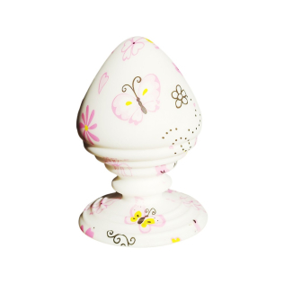 Анальная пробка дизайнерская белого цвета с бабочками Loveshop 