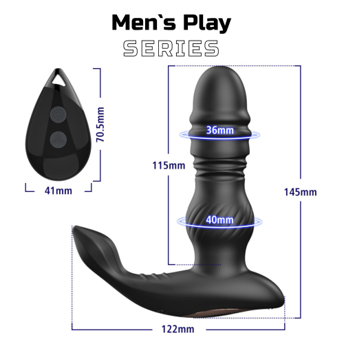 Вібромасажер простати з пультом керування чорного кольору Erospace Men's Play Thrusting модель B4 - 9