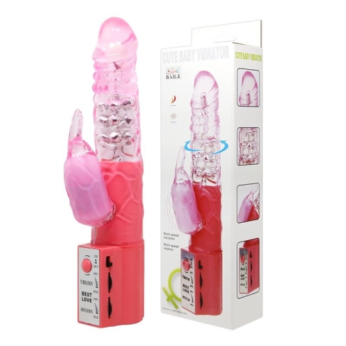 Вібратор з тимулятором клітора і обертовою головкою Lybaile CUTE BABY VIBRATOR - 1